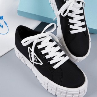 [PRADA] 프라다 개버딘 더블 휠 플랫폼 스니커즈