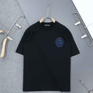 [Chrome Hearts] 크롬하츠 빈티지 홀스슈 데님 로고 자수 라운드 반팔 티셔츠