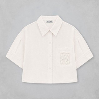 [LOEWE] 로에베 아나그램 포켓 로고 크롭 데님 셔츠